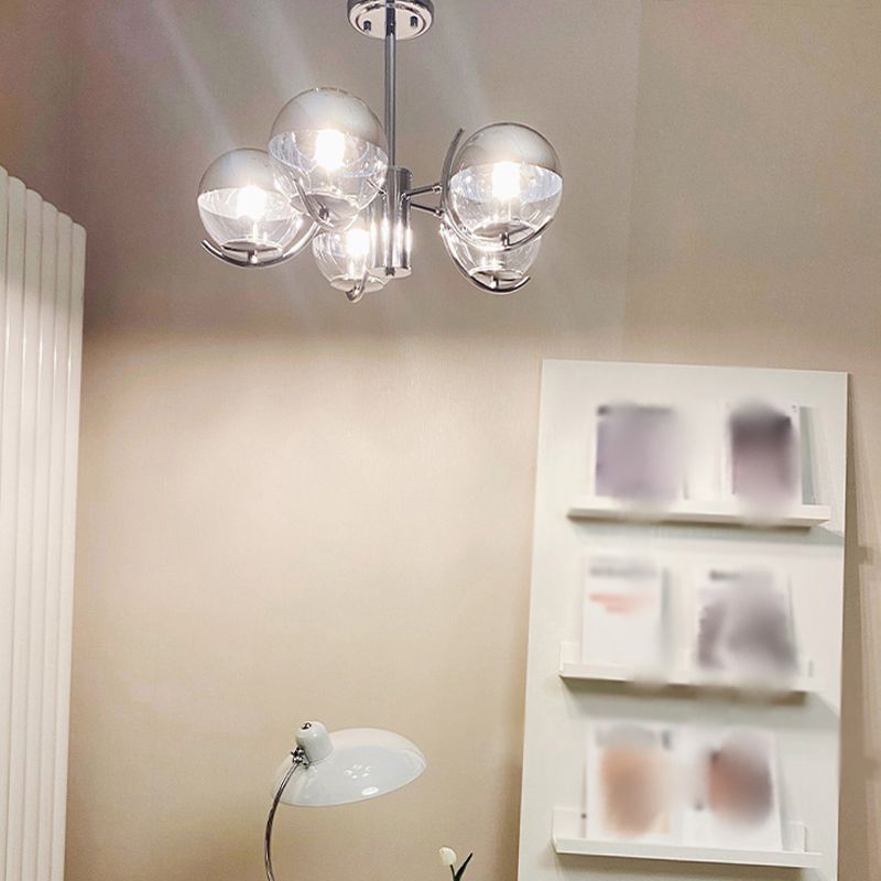 Globe Pendant Lights Modernism Glass Pendant Lighting Fixtures in Silver