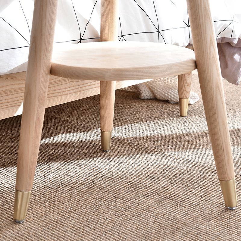 Modernistic Ashwood 3 Legs with Storage Round Double Tier Side Table