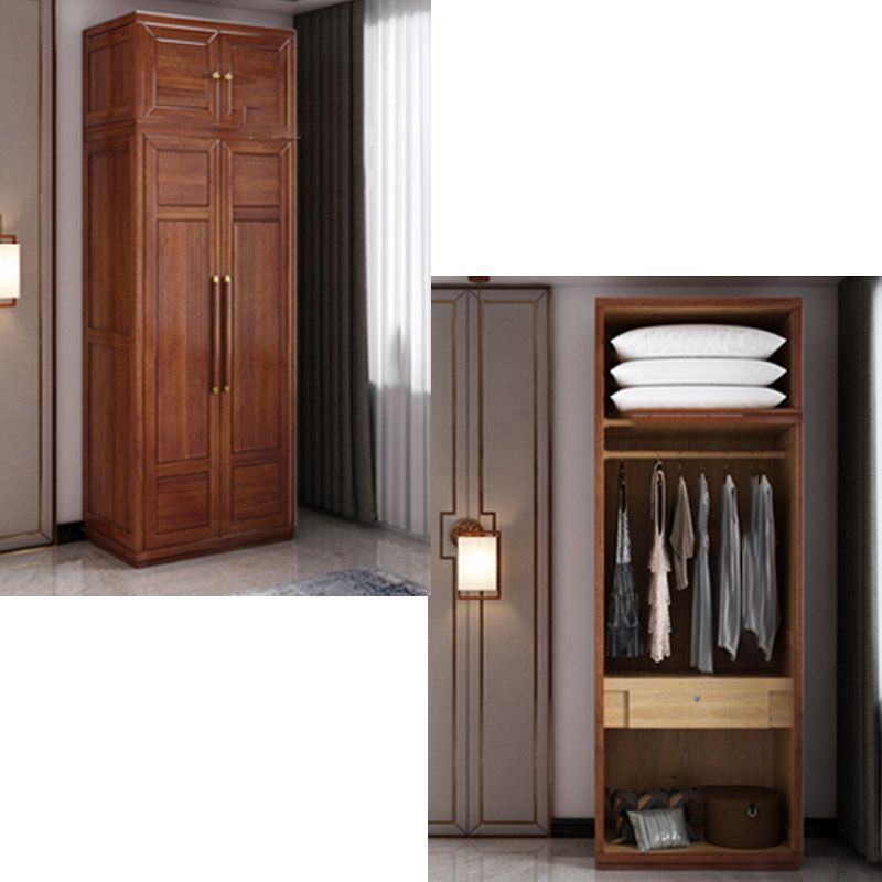Contemporary Style Wardrobe Armoire Wood Wardrobe Closet with Doors and Drawer