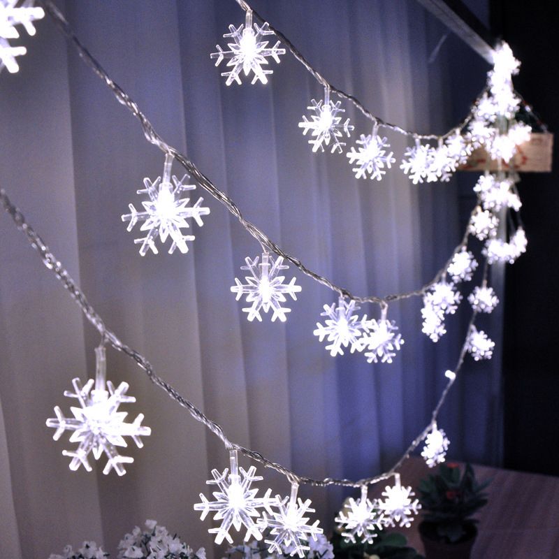 Battery Powered Snowflake LED String Light Decorative Plastic Festive Light for Indoor