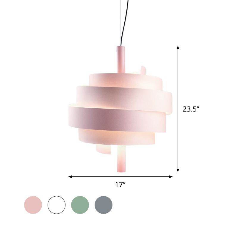 Lámpara colgante giratoria rosa/verde/blanca moderna 1 bulbo de lámpara metálica colgante sobre mesa de comedor