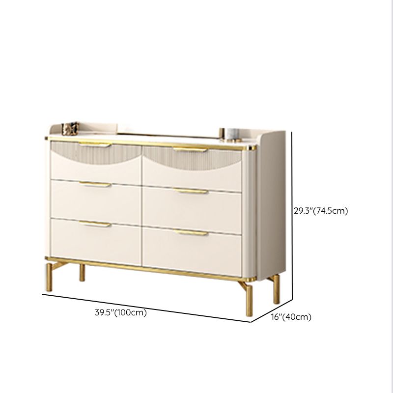 Glam White Storage Chest Bedroom Stone Chest with Metal Legs