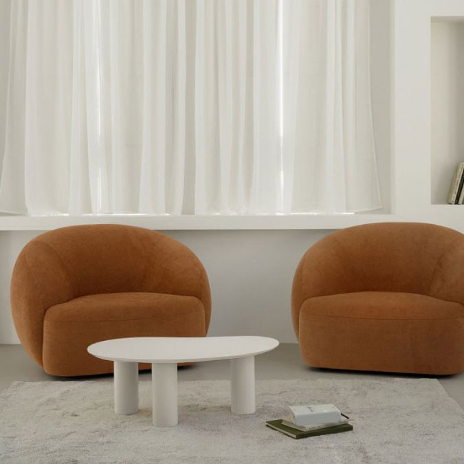 Minimalist Wood 3 Legs Coffee Table 13" H Cloud-Shaped Cocktail Table