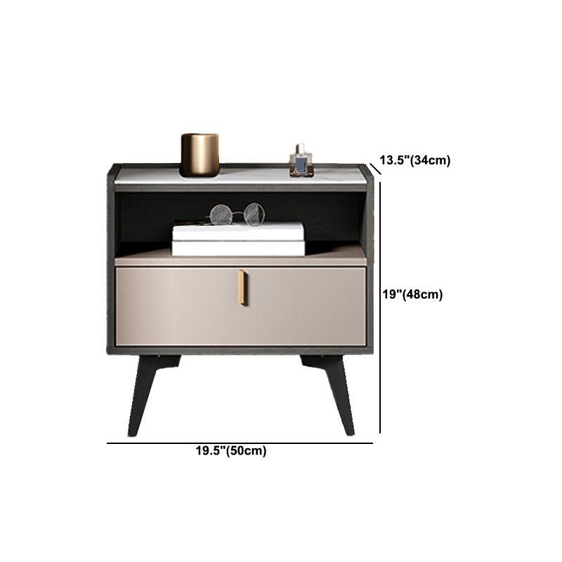 Stone Top Nightstand Modern Open Stoarge Drawer Legs Included Bed Nightstand