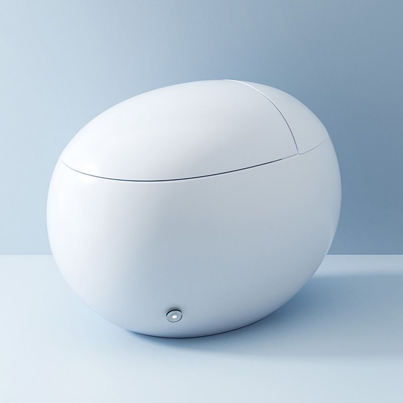 Contemporary Floor Mount Bidet Round White Foot Sensor Heated Seat Dryer