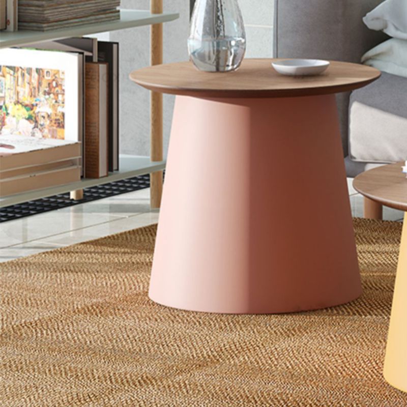 Modern Style Round Acrylic/wood Table with One Foot Base Coffee Table