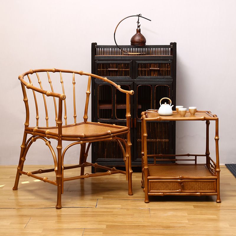 Cane Back Dining Chairs Traditional Slat Back Arm Chair for Dining Room