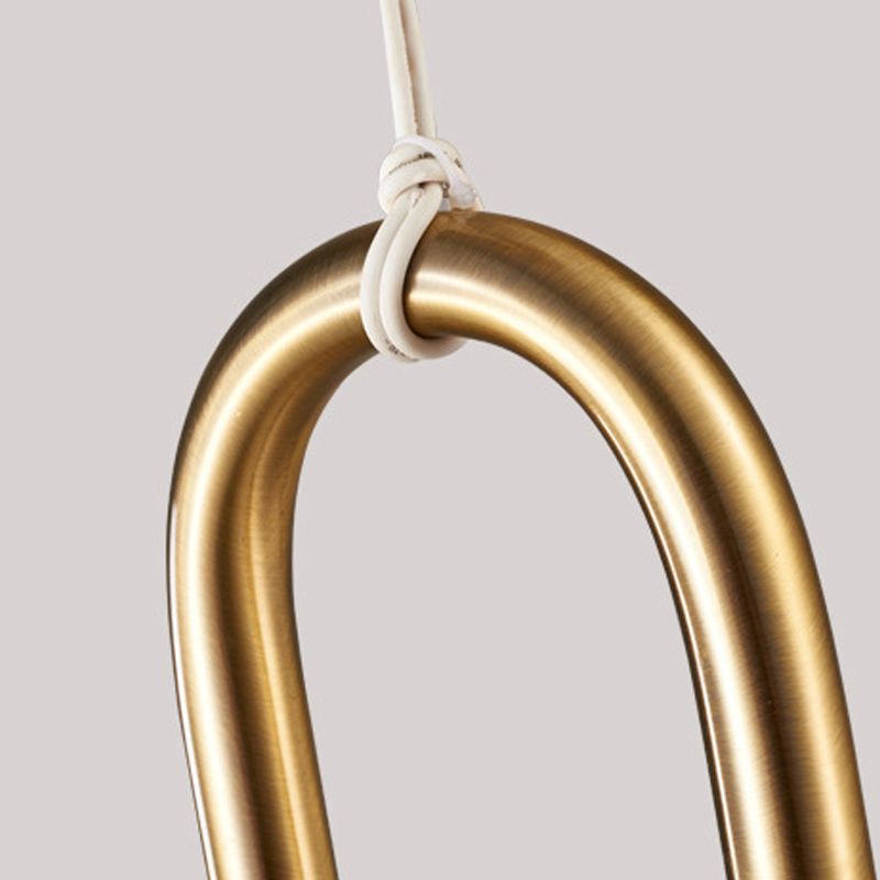 Oval Metal Pendant Lighting Fixture Simplicity Style LED Gold Pendant Ceiling Light