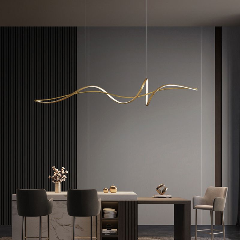 Unique Shape Modern Pendant Lighting Fixtures Metal 1 Light Island Light Fixture for Dining Room