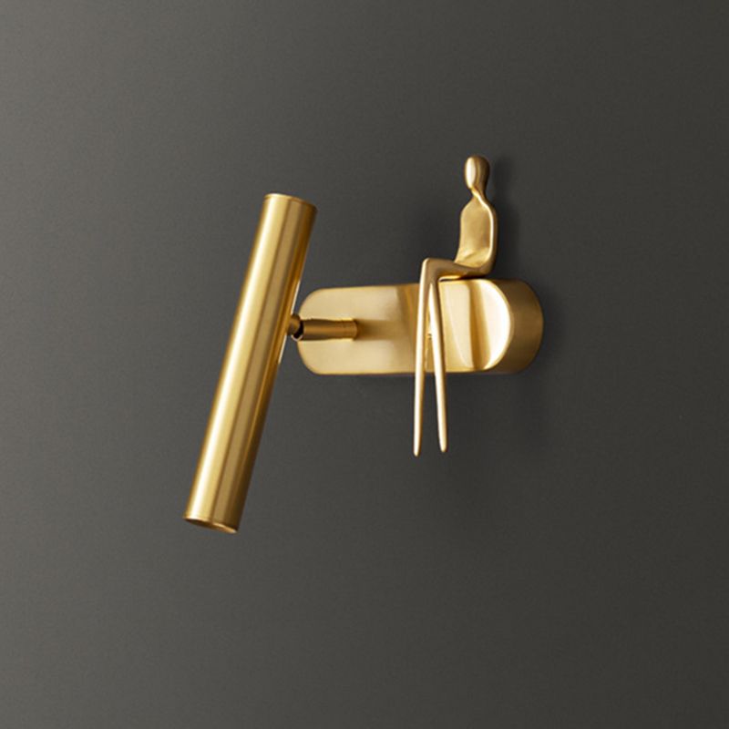 1-Light Cylinder Wall Light Fixture Modern Metal Wall Sconce Light
