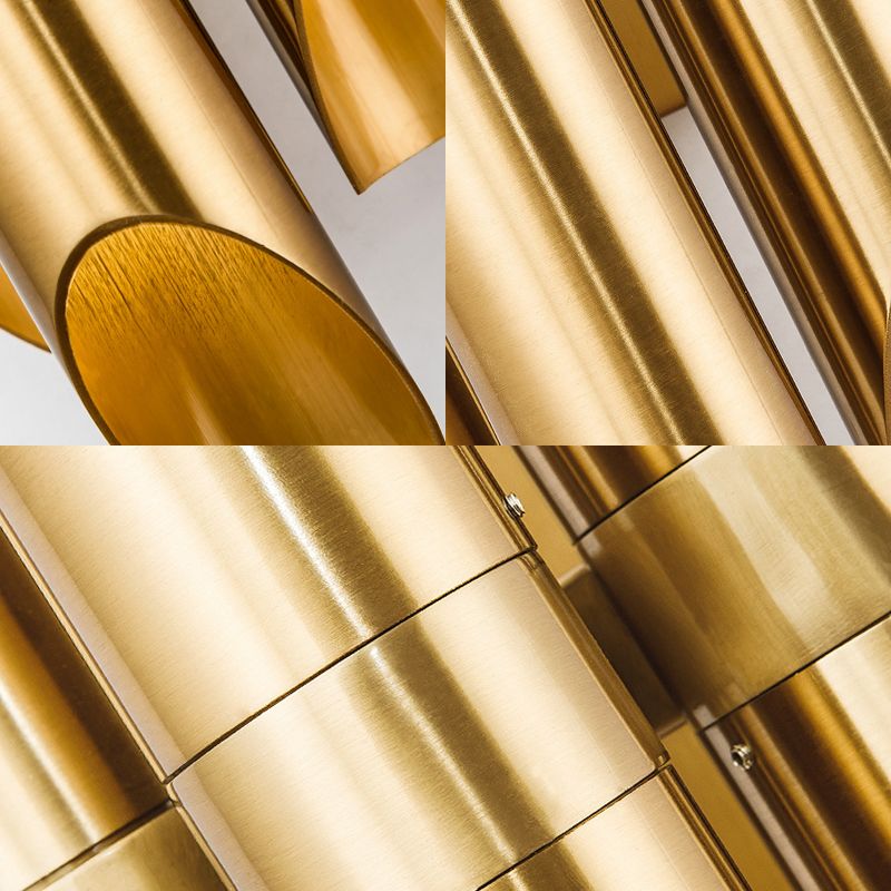 Gold Pipe Sconce Lamp Tradition Metal LED Wall Lighting Fixture in Warm/White Light for Hallway