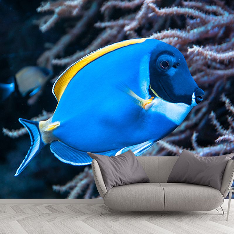 Underwater Life Mural Wallpaper for Living Room Wall Covering in Soft Color