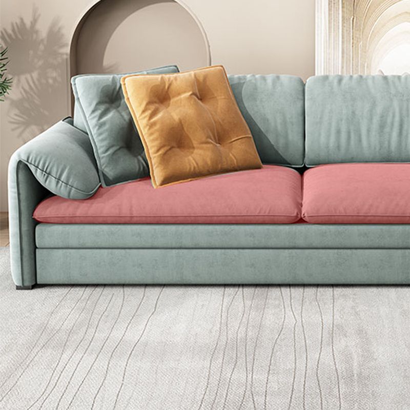 Modern Green Convertible Sofa Cushion Back Foldable Loveseat