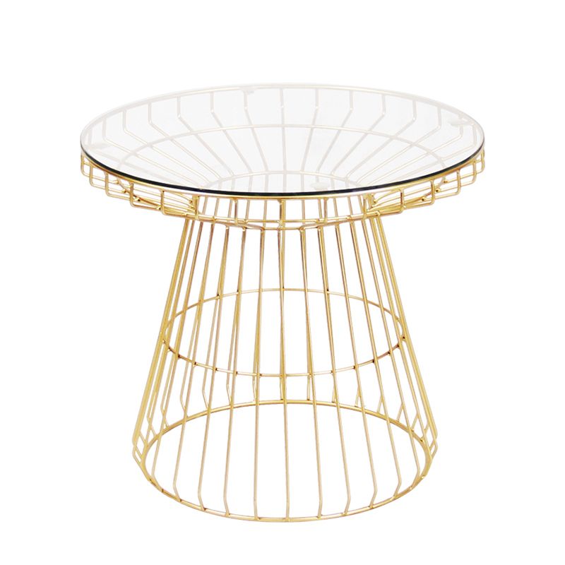 Modern Style Glass Round Side Table Dia 19.7-inch Frame End Table