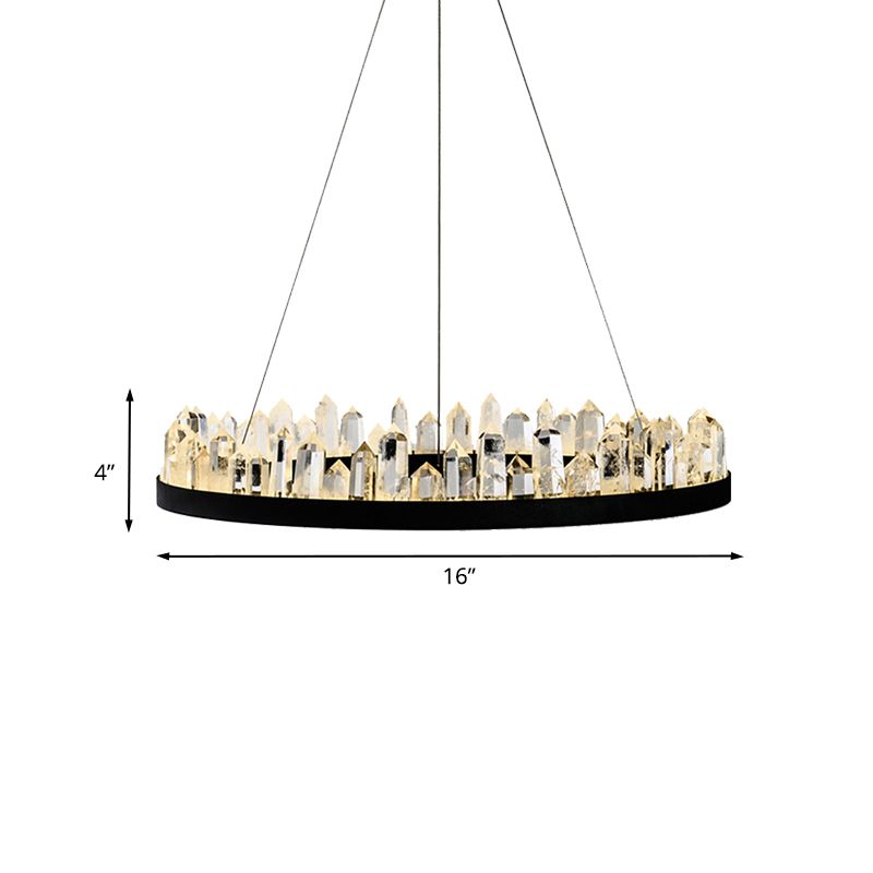 Crystal Ring Plafond Pendre Light Minimaliste LED Black suspendre la lampe de suspension pour le salon