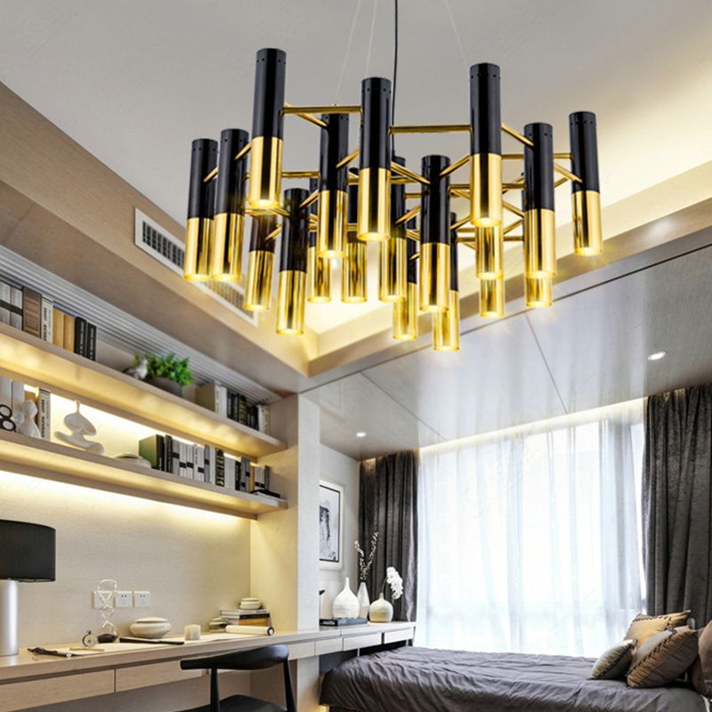 Partido colgante de metal de lámpara de araña posmoderna de oro negro para el dormitorio