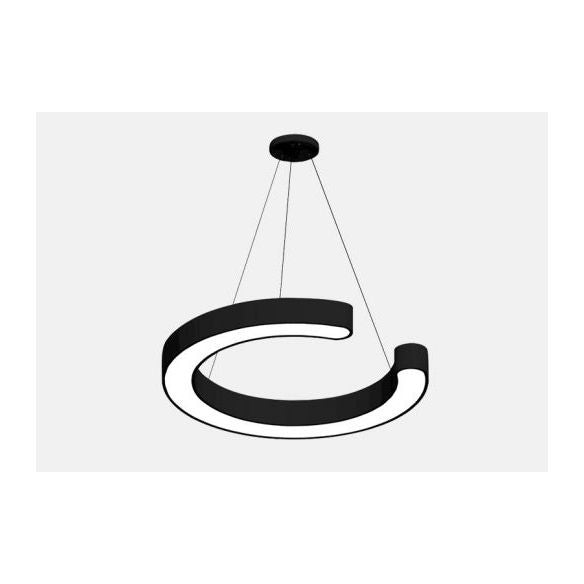 Black 1 Light Round Pendant Lamp Modern Minimalist LED Metal Hanging Lamp for Office