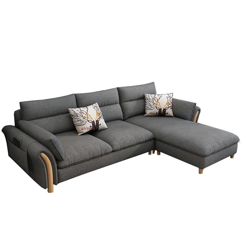 35.43" Tall Modern Linen Sectional Flared Arm Sectional for Living Room
