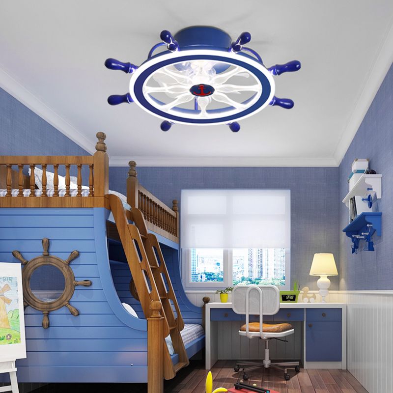 Modern Metal Ceiling Fan Lamp LED Flush Mount Ceiling Light with Clear Fan Blade