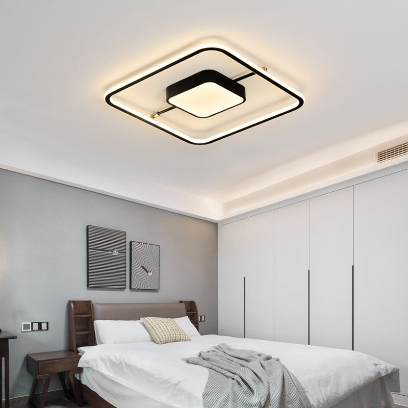 Nordic Square Aluminum Flush Mount Light Bedroom LED Ceiling Flush Mount Light Fixture