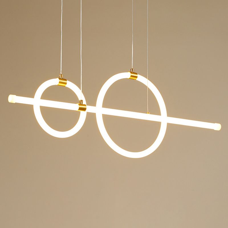 Geometric Island Lights Modern Pendant Chandelier Metal 3 Light Island Lamp in White for Dining Room