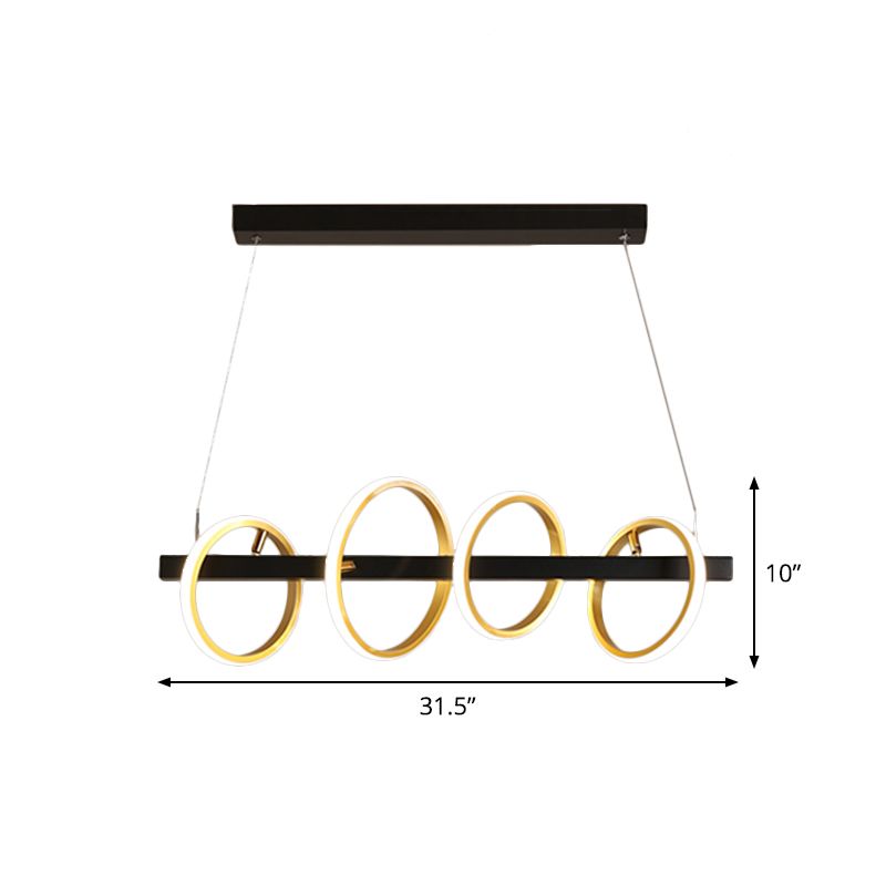 Simple Circles Ceiling Pendant Metal 4/5 Heads Dining Room Island Lighting Ideas in Gold, Warm/White Light