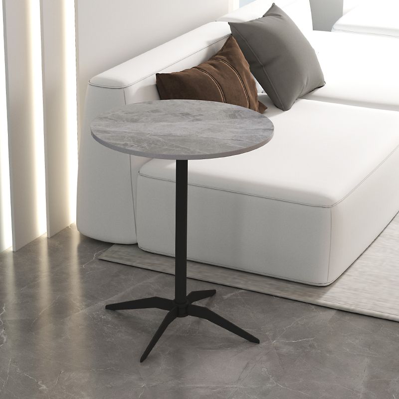 Modern Stone Cocktail Table with Black Pedestal Coffee Table - 21.7''/23.6''