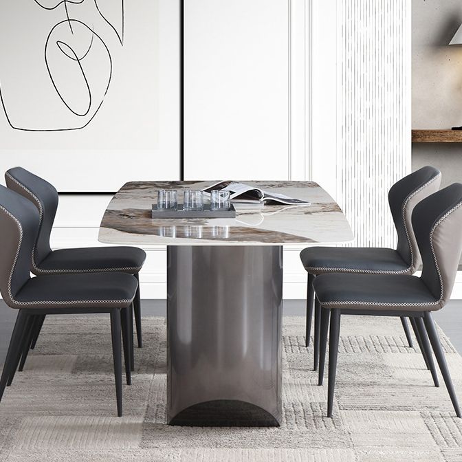 Modern Rectangle Shape Sintered Stone Dining Table Kitchen Dining Table with Double Pedestal
