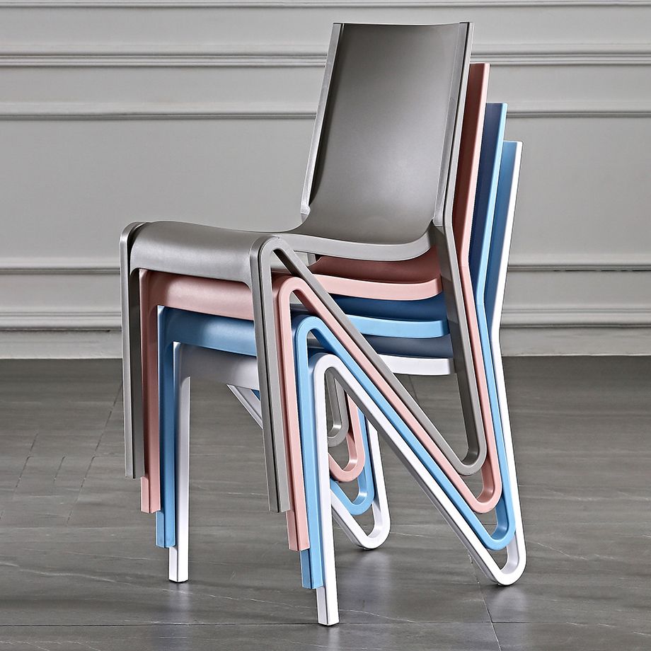 Modern Stackable Square Dining Chair Acrylic Dining Armless Chair for Kitchen