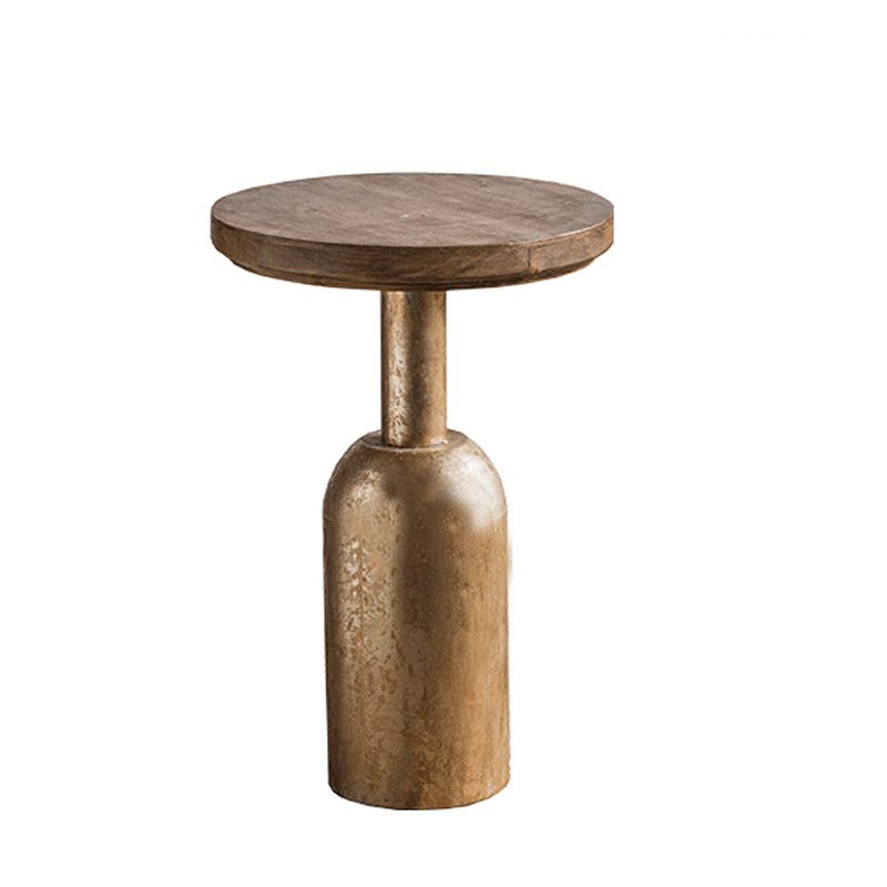 Solid Wood End Slide Table with Ironcraft Pedestal End Table