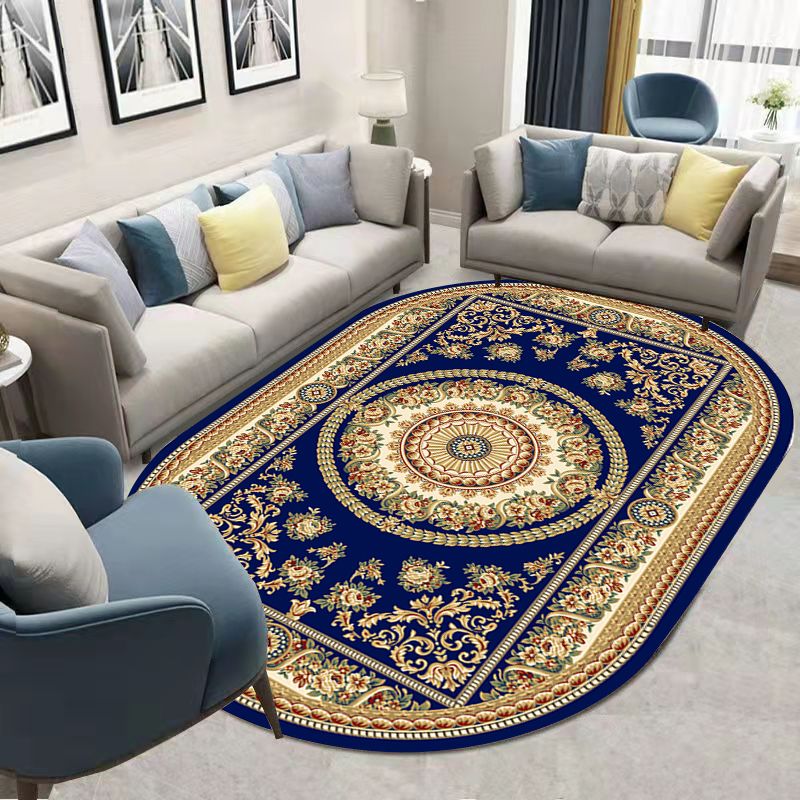 Dark Red Flower Rug Blending Traditional Rug Washable Rug for Home Decor
