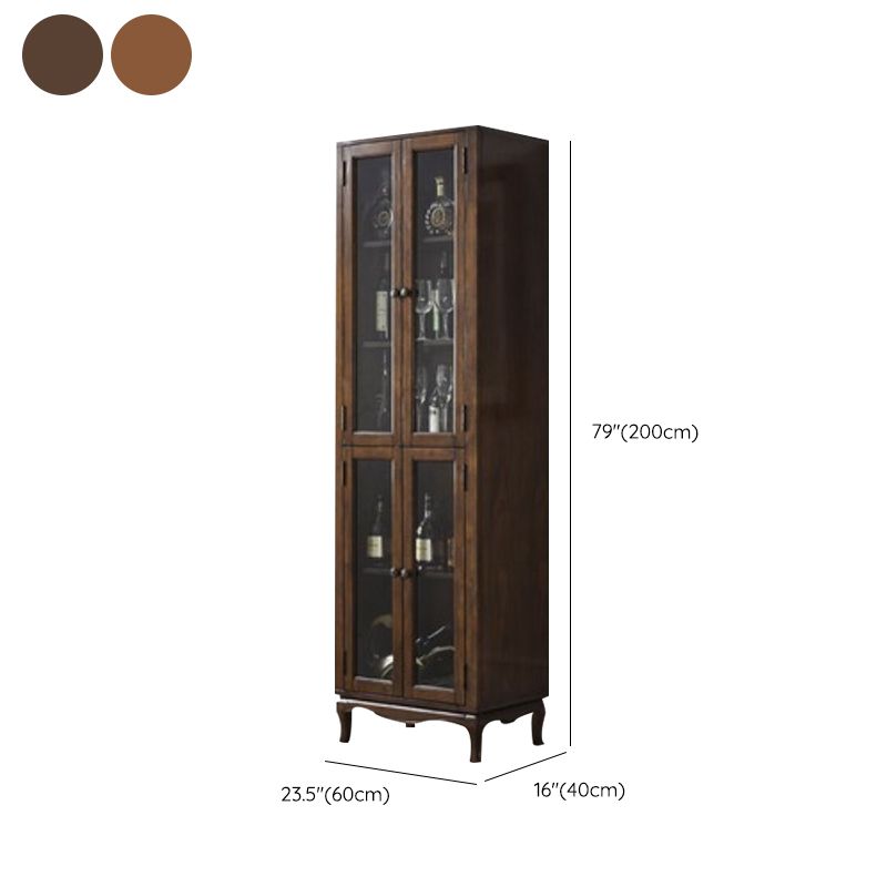Traditional Rubber Wood Display Stand Glass Doors Hutch Cabinet with Doors for Dining Room