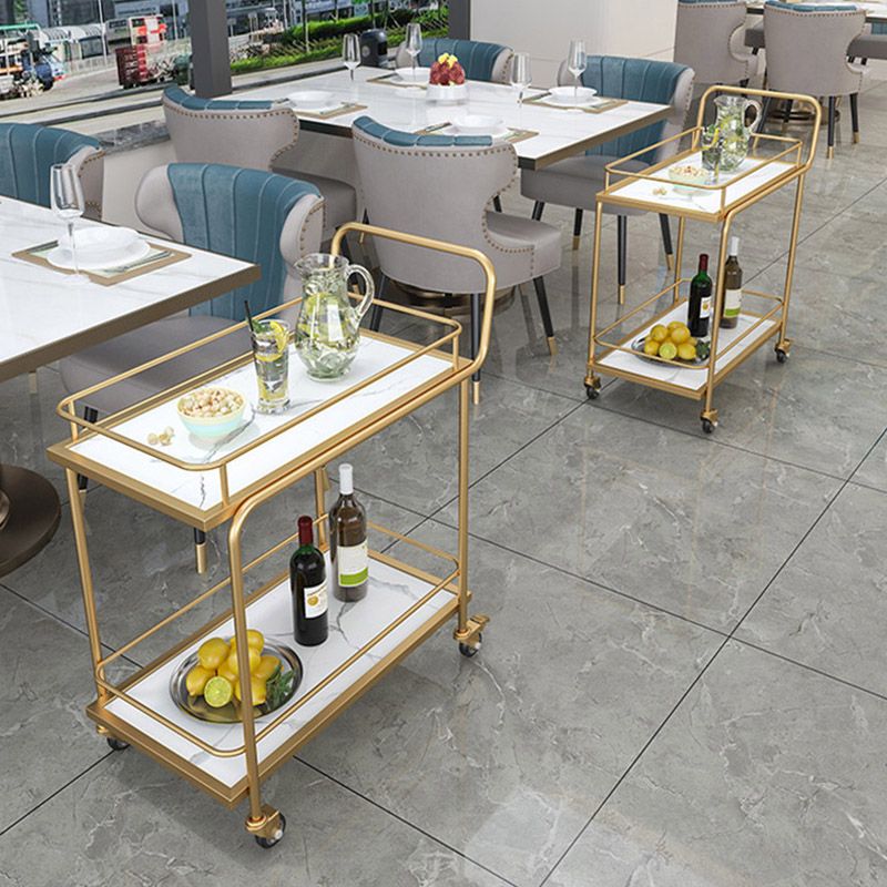 Home Dining Rolling Kitchen Trolley Modern Open Shelves Kitchen Island