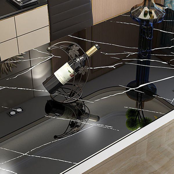 Modern Glass Top Dining Table Rectangle Dining Table with 4 Legs