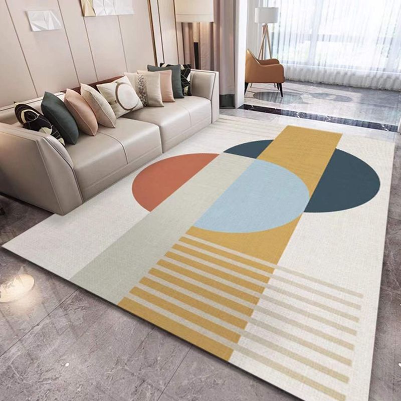 Yellow Modern Rug Polyester Contrast Color Rug Non-Slip Backing Rug for Home Decoration