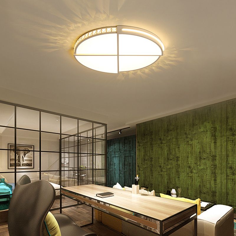 16.5"/20.5" W LED Flush Mount Lamp Simple Round Acrylic Flush Ceiling Light Fixture in White for Bedroom, Warm/White Light