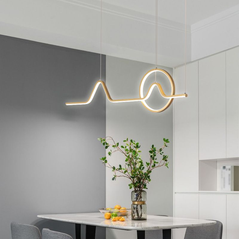 Metal Linear Shade Island Pendant Modern Style 2 Light Island Lighting for Dining Room