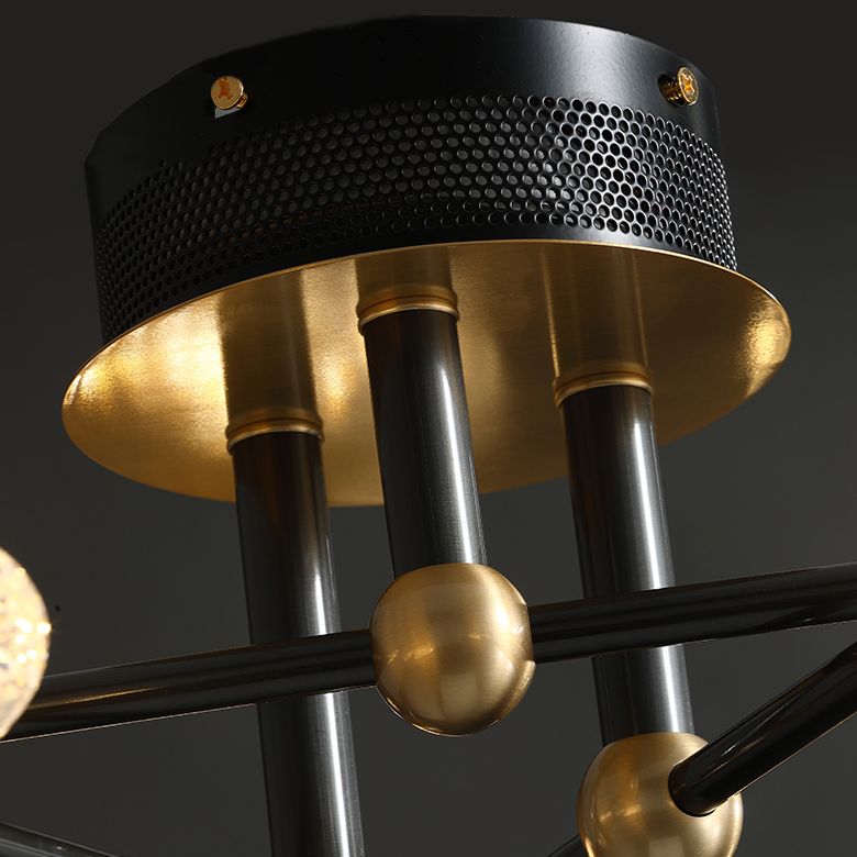 Nouveau Plafonniers semi-encastrés Spoutnik en verre noir encastré moderne pour salon