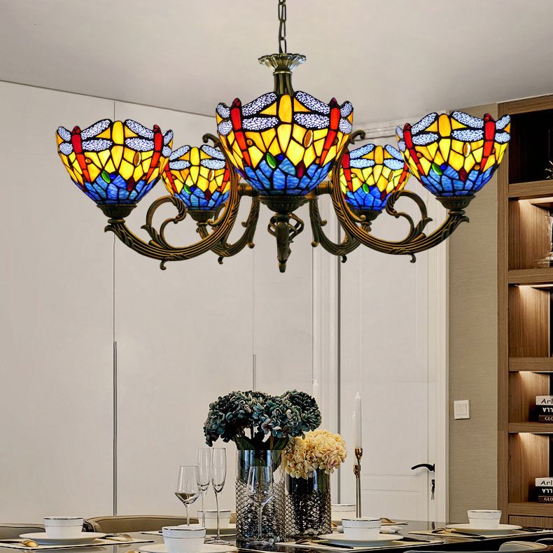 Tiffany Creative Sputnik Light Light Light Ironing Lampada con tonalità di vetro colorato