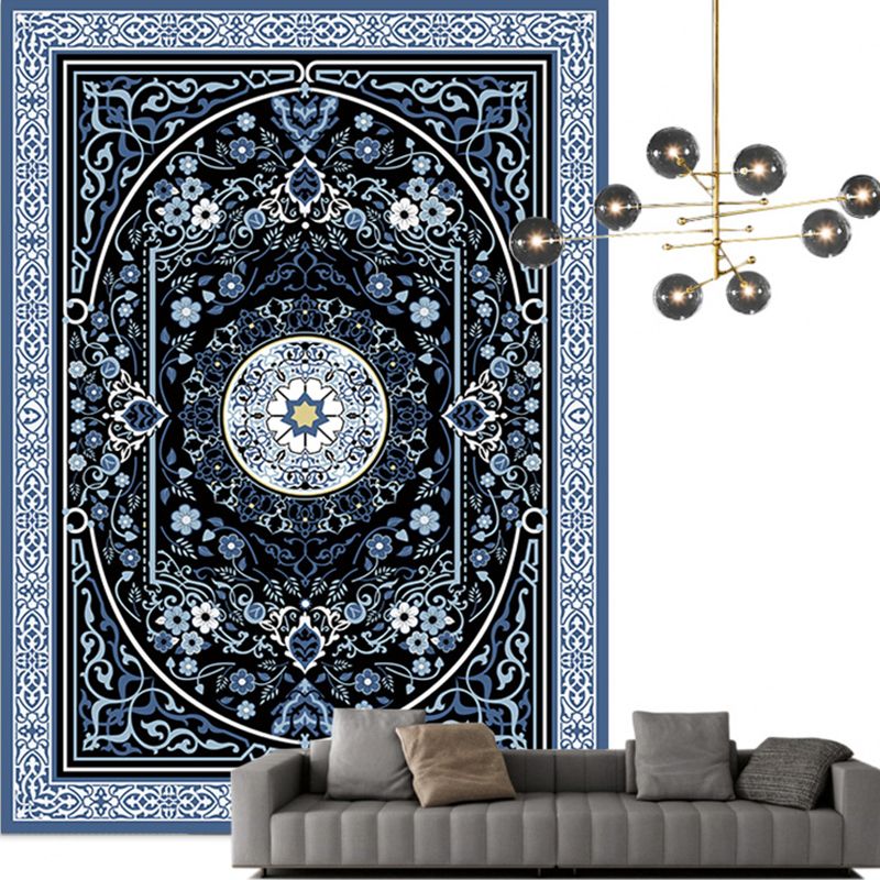 Traditional Multi Color Moroccan Rug Polypropylene Flower Carpet Anti-Slip Backing Pet Friendly Stain Resistant Rug for Living Room