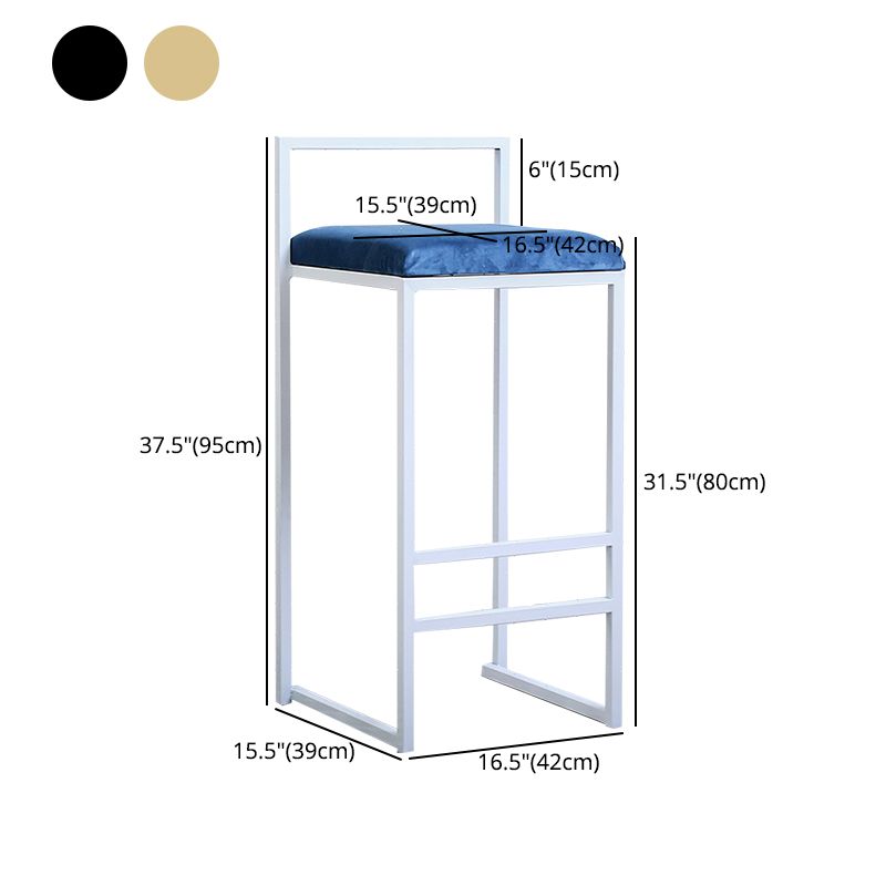Taburete de bar de metal de estilo moderno con reposapiés y taburete de bar con respaldo bajo para cocina