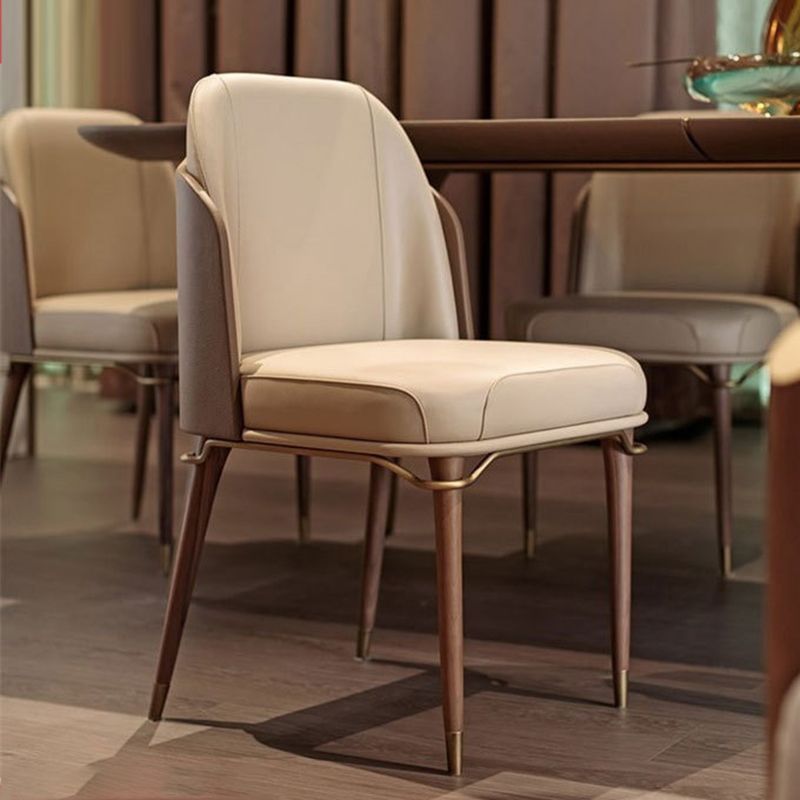 Glam Style Kitchen Dining Chairs Upholstered Side Chairs with Wood Legs