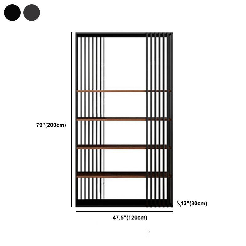 Contemporary Metal and Wooden Shelf Open Shelf Bookcase with Shelves