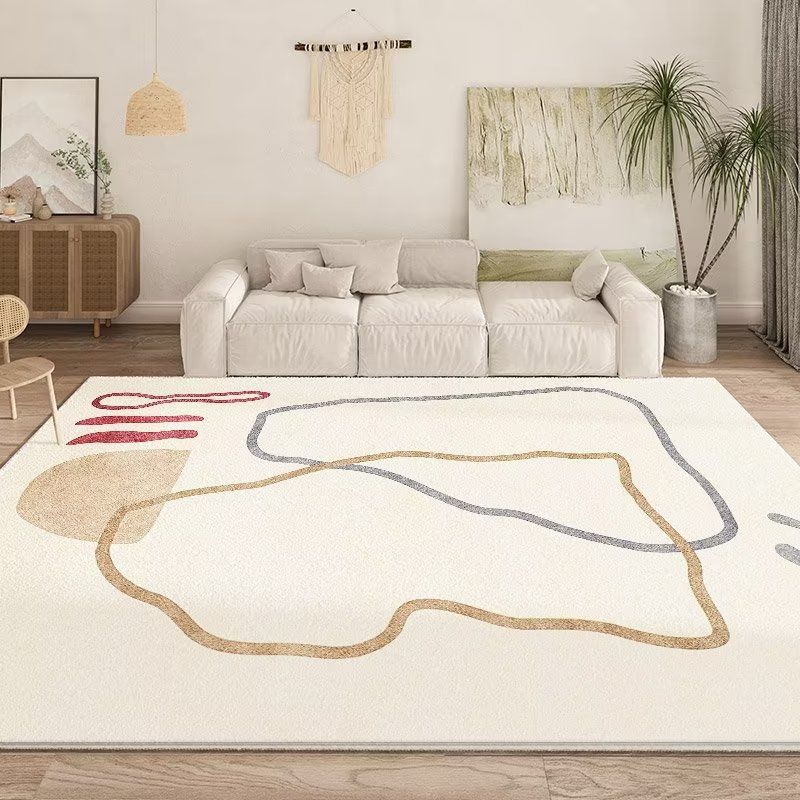 Rectangle Shape Abstract Pattern Rug Stain Resistant Loom Rug for Bedroom
