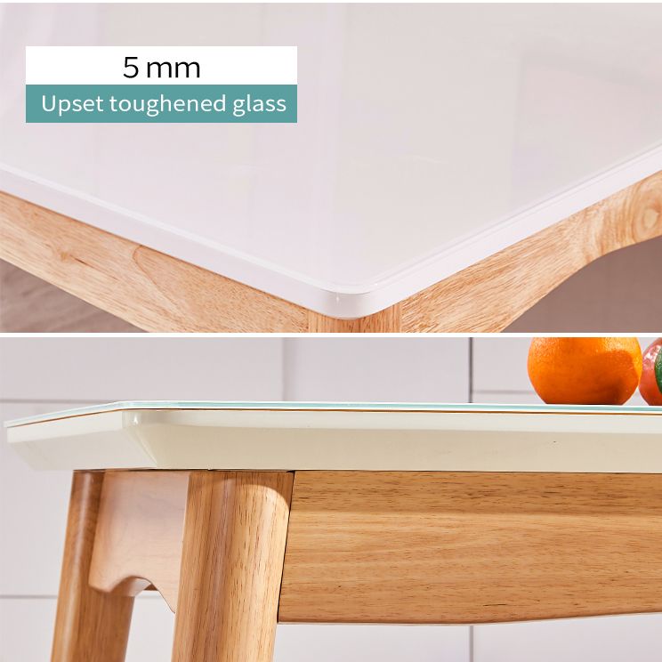 Rubberwood Modern Solid Wood Dining Table 4 Legs Base Table in Wood Color