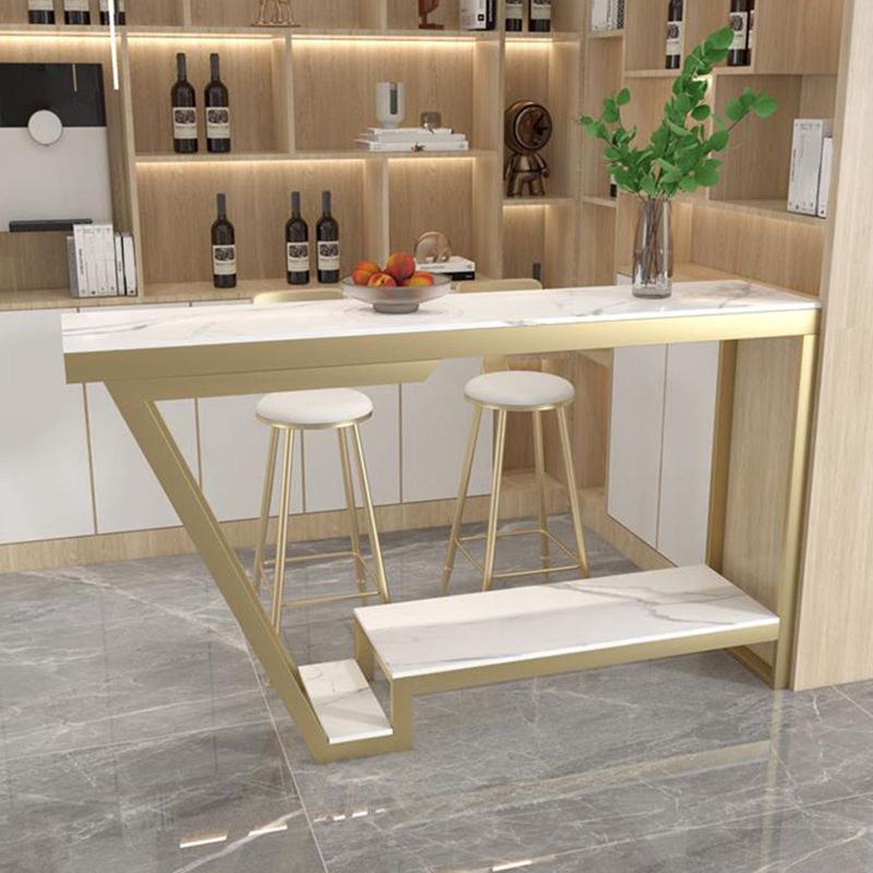 Sintered Stone Top Bar Table Industrial Rectangle Bistro Bar Height Cocktail Table