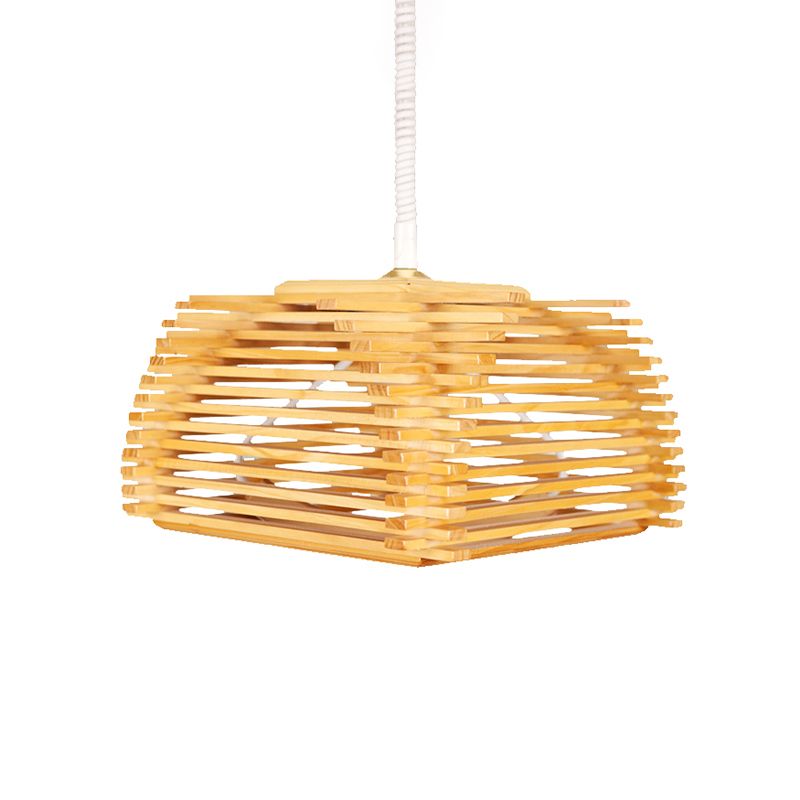 Japanese Stack-Up Pendant Lighting Wood Bar 1 Bulb Tea Room Ceiling Suspension Lamp