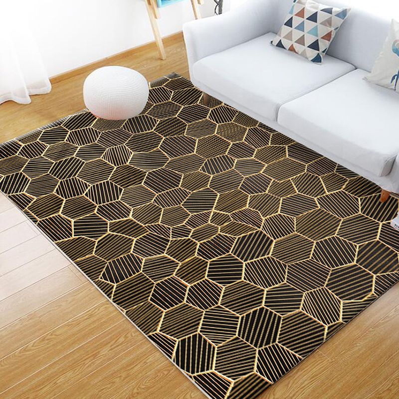 Fancy Modern Area Carpet Geometric Pattern Polyester Area Rug Non-Slip Backing Rug for Home Decor