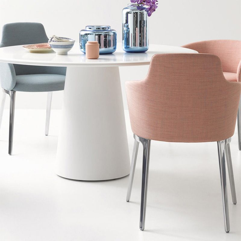 Fixed Back Round Arms Basic Four Leg with Fabric Seat Arms Included Barrel Chair