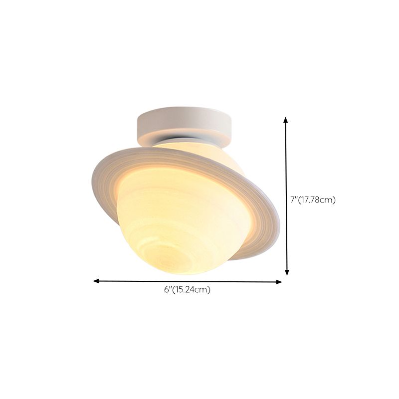 Sphere Shape Flush Lights Modern Style Plastic 1 Light Flush Mount Fixture in White